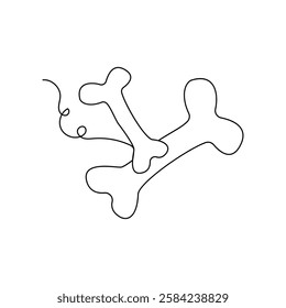 Dog bone single-line art on a white artboard captures the playful simplicity of a dog’s favorite treat, using a continuous line to form its shape with minimalistic elegance