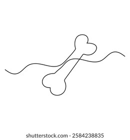 Dog bone single-line art on a white artboard captures the playful simplicity of a dog’s favorite treat, using a continuous line to form its shape with minimalistic elegance