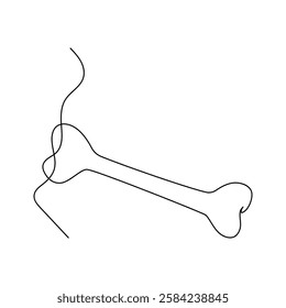 Dog bone single-line art on a white artboard captures the playful simplicity of a dog’s favorite treat, using a continuous line to form its shape with minimalistic elegance