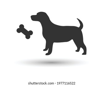 Dog and bone symbol - vector illustration