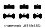 Dog bone tag icons, dog collar tag vector illustration