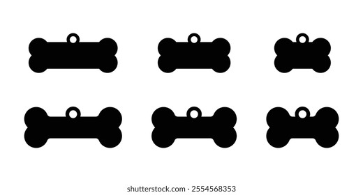 Dog bone tag icons, dog collar tag vector illustration