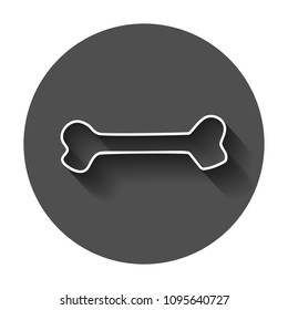 Dog bone toy icon. Hand drawn vector illustration with long shadow. Business concept animal bone pictogram.