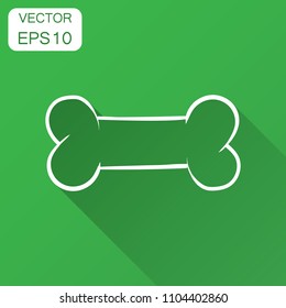Dog bone toy icon. Hand drawn vector illustration with long shadow. Business concept animal bone pictogram.