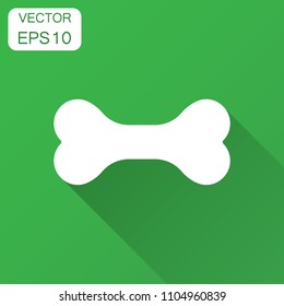 Dog bone toy icon. Vector illustration with long shadow. Business concept animal bone pictogram.
