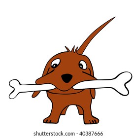 dog with bone - vector