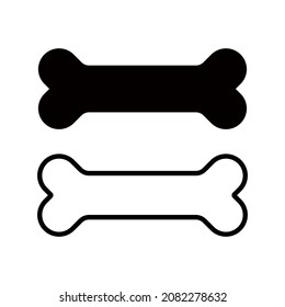 Dog bone vector icon. Cartoon icon with black dog bone on white background. Isolated vector illustration.