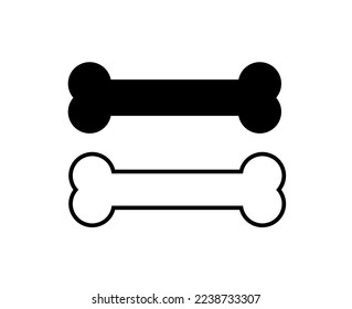 Dog bone vector icon. Pet toy and food symbol. Set on white isolated background