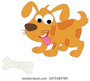 Dog with bone vector illustration