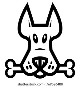 a dog with a bone. Vector logo on a white background