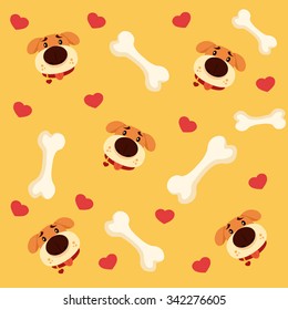 Dog and bone vector pattern. Vector flat illustration