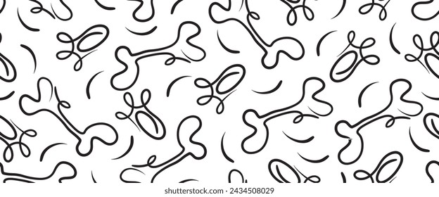 Dog Bone vector dog paw doodle Seamless pattern isolated on white wallpaper background.