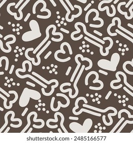 Dog Bone vector dog paw doodle Seamless pattern. Packaging paper design, pet food accessories package.