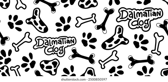 Dog Bone vector dog paw doodle Seamless pattern. Packaging paper design, pet food accessories package.