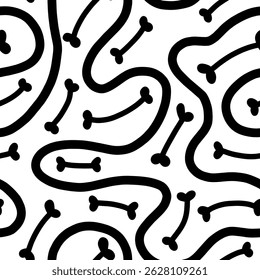 Dog Bone vector dog paw doodle Seamless pattern. Packaging paper design, pet food accessories package.