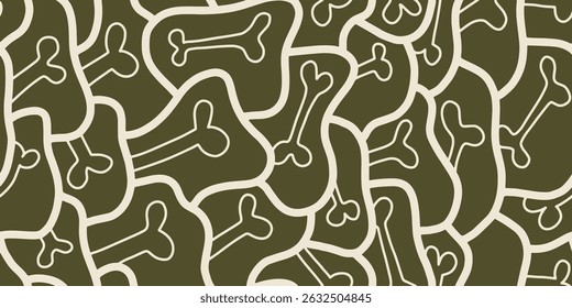 Dog Bone vector dog paw doodle Seamless pattern. Packaging paper design, pet food accessories package.