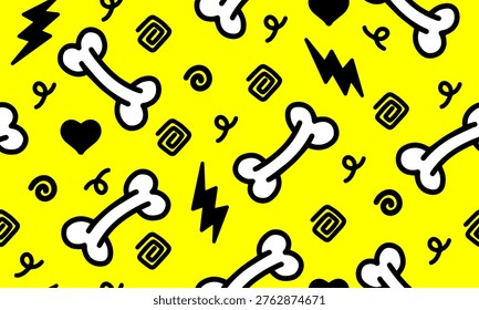 Dog Bone vector dog paw doodle Seamless pattern. Packaging paper design, pet food accessories package.