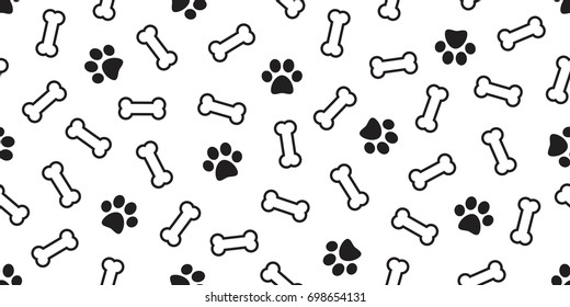 Dog Bone vector dog paw doodle Seamless pattern isolated wallpaper background