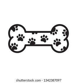 Dog bone vector paw icon logo footprint pet Halloween french bulldog character cartoon symbol illustration