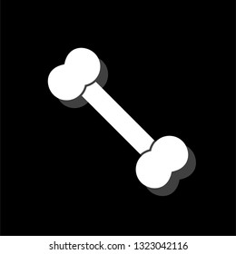 Dog Bone. White flat simple icon with shadow
