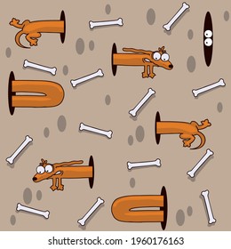 Dog and bones seamless pattern