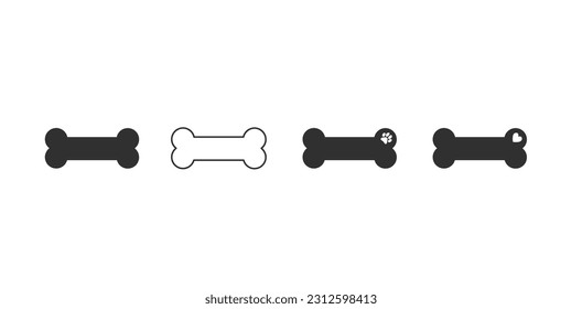Dog bones shapes isolated on white background. Pet shop logo. Dog logo. Dog vector illustration. Dog vector icon for T-shirt, poster, tote bag, postcard, background.