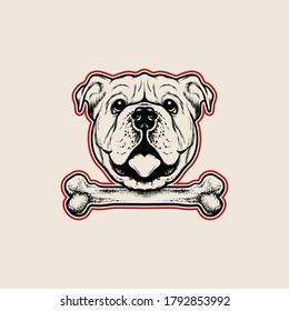 dog and bones vector drawing logo