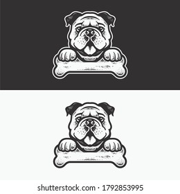 dog and bones vector drawing logo