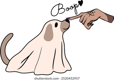 Vetor de cachorro Boop, Vetor de cachorro fantasma, Eps bruxa de Halloween, Amante de cachorro bonito, Puppie de Halloween, Mãe de cachorro, Temporada spooky, Vetor de vibrações spooky