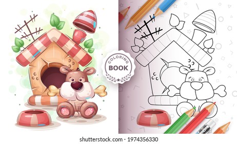 Dog in the booth - coloring page