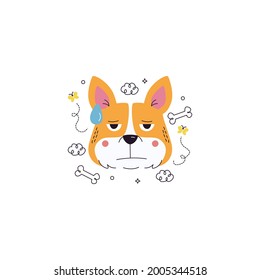 Dog Bored Emoticon Vector Illustration