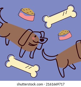 dog bowl and bone cartoon