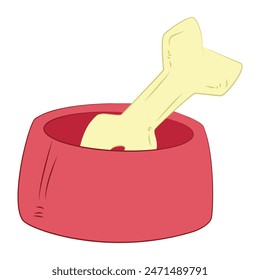 Dog bowl with bone vector