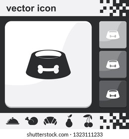Dog bowl flat set of buttons vector icon.