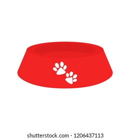 Dog Bowl for food.Dog. Food. Red bowl. Vector illustration. EPS 10.