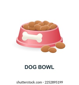 Icono del tazón de perro. Ilustración 3d de la colección de mascotas domésticas. Icono 3d de Creative Dog Bowl para diseño web, plantillas, infografías y más