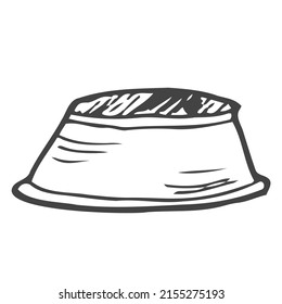 Dog bowl icon. A bowl of bones for a dog. animal feed in a bowl. Vector set.