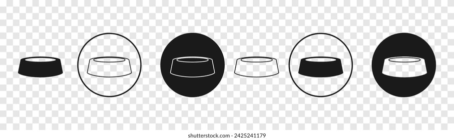 Dog bowl icon. A bowl of bones for a dog. animal feed in a bowl. Vector set.