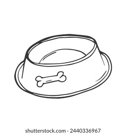 Dog bowl icon. A bowl of bones for a dog. animal feed in a bowl. Vector set.