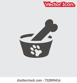 Dog bowl icon isolated sign symbol and flat style for app, web and digital design. Vector illustration.