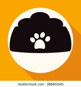 dog bowl icon on white circle with a long shadow