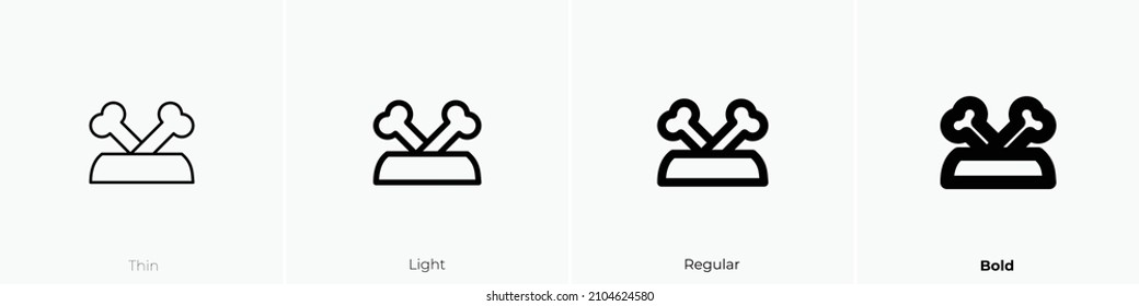 dog bowl icon. Thin, Light Regular And Bold style design isolated on white background