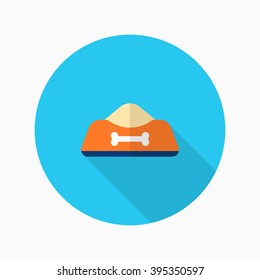 Dog bowl icon , Vector flat long shadow design.