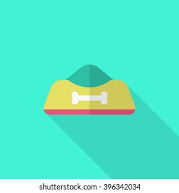Dog bowl icon , Vector flat long shadow design.