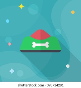Dog bowl icon , Vector flat long shadow design.