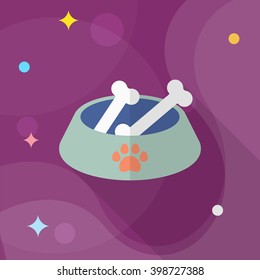 Dog bowl icon , Vector flat long shadow design.