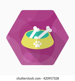 Dog bowl icon , Vector flat long shadow design.