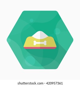 Dog bowl icon , Vector flat long shadow design.
