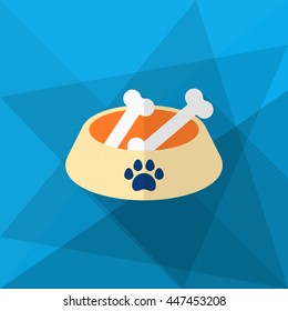 Dog bowl icon , Vector flat long shadow design.