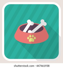 Dog bowl icon , Vector flat long shadow design.